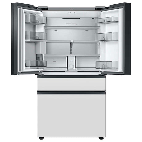Samsung - BESPOKE 23 cu. ft. 4-Door French Door Counter Depth Smart Refrigerator with Family Hub - White Glass